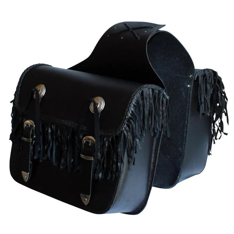 104 Black Leather Saddle Bags