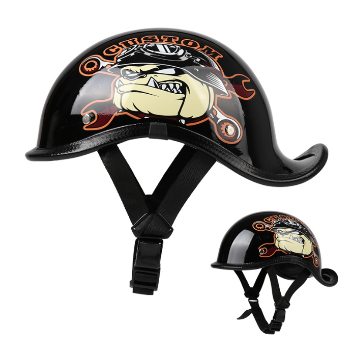 Motorcycle Helmet with Raised Tail and Exposed Face (One)