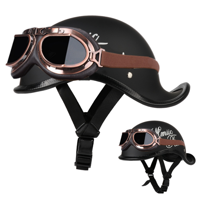 Motorcycle Helmet with Raised Tail and Exposed Face (One)