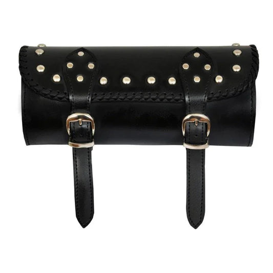 1093 Black Studded Leather Motorcycle Tool Bag