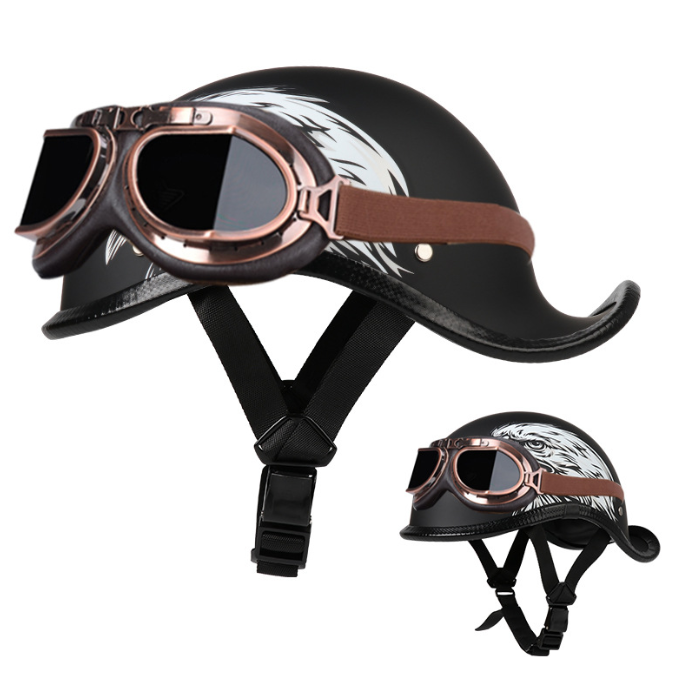 Motorcycle Helmet with Raised Tail and Exposed Face (One)