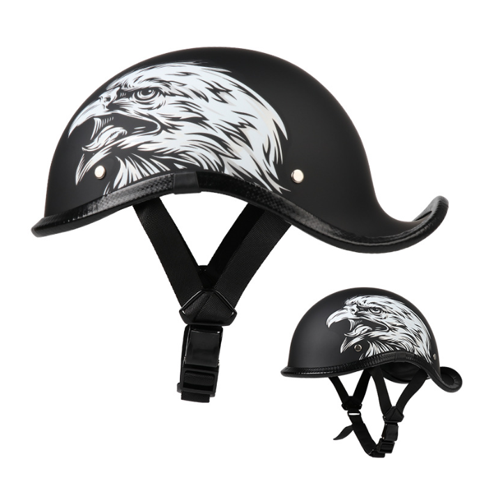 Motorcycle Helmet with Raised Tail and Exposed Face (One)