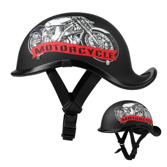 Motorcycle Helmet with Raised Tail and Exposed Face (One)