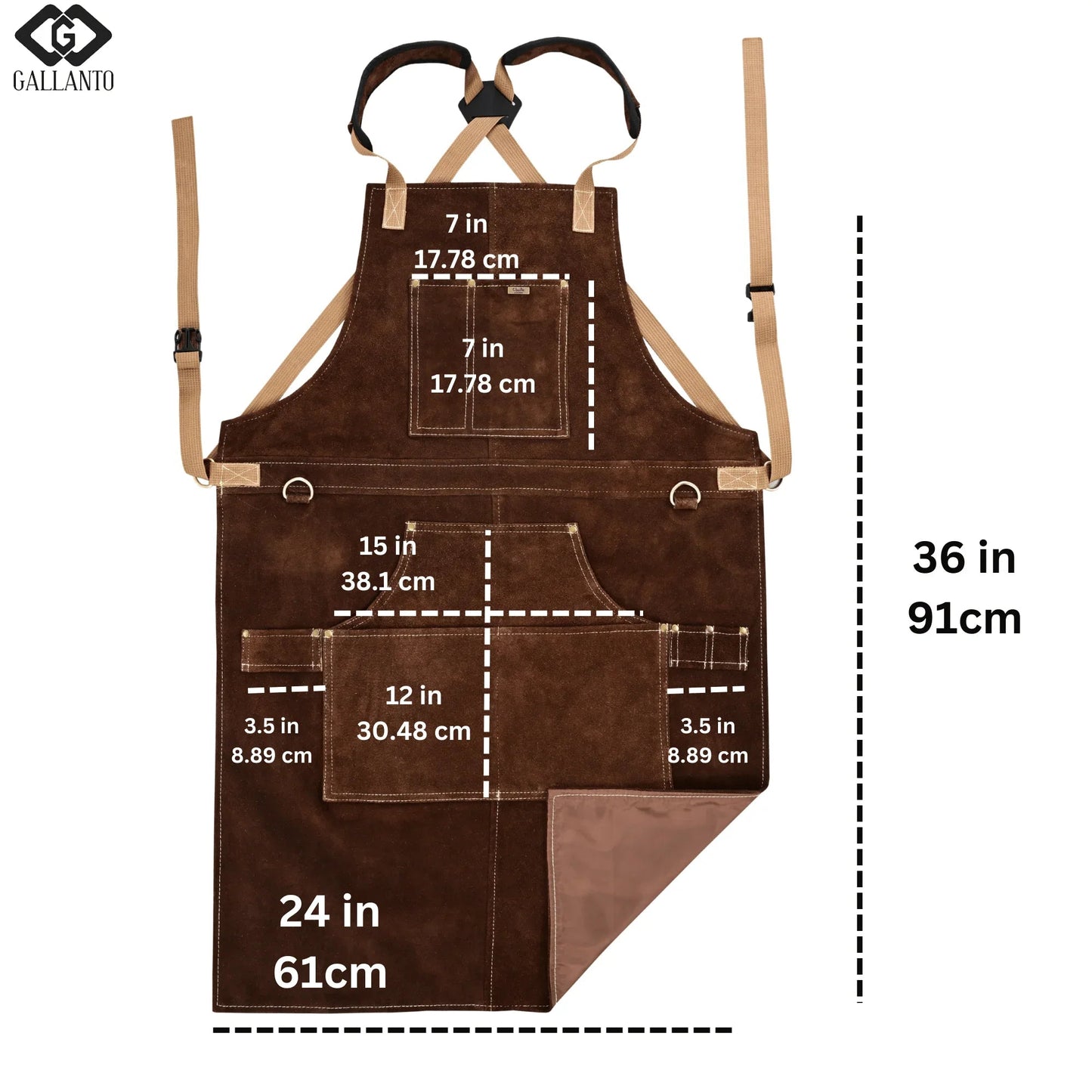 Cowhide Leather Tool Apron – Heavy-Duty, Heat-Resistant, 6 Pockets