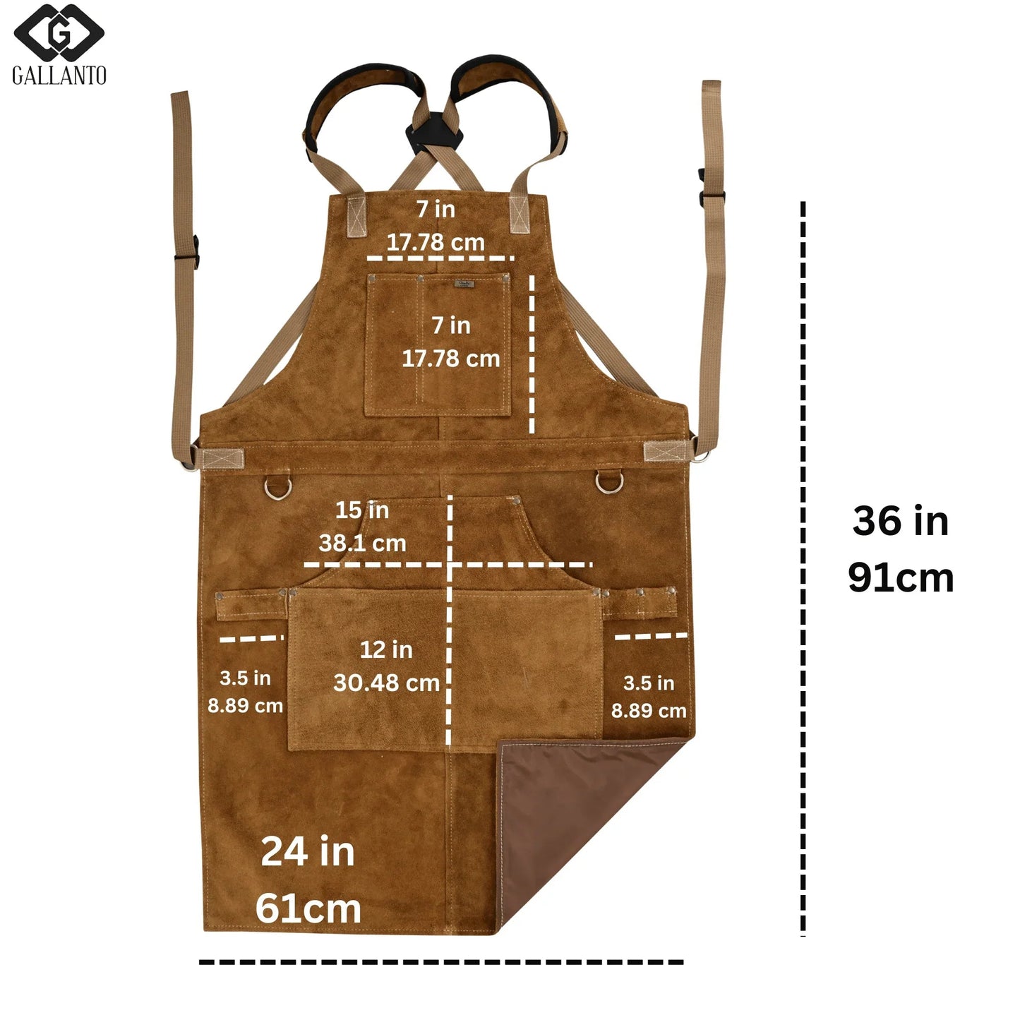 Cowhide Leather Tool Apron – Heavy-Duty, Heat-Resistant, 6 Pockets