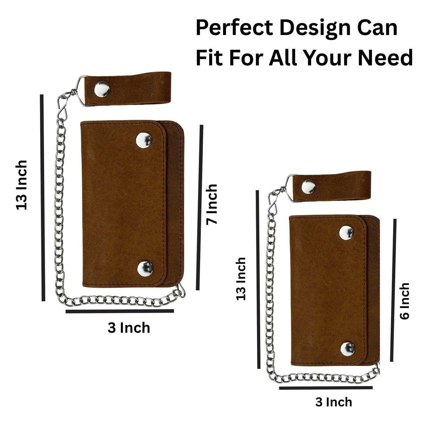 Gallanto Men’s Leather Biker Wallet – Chain Wallet – Bifold Design – Available in 6" and 7" Sizes