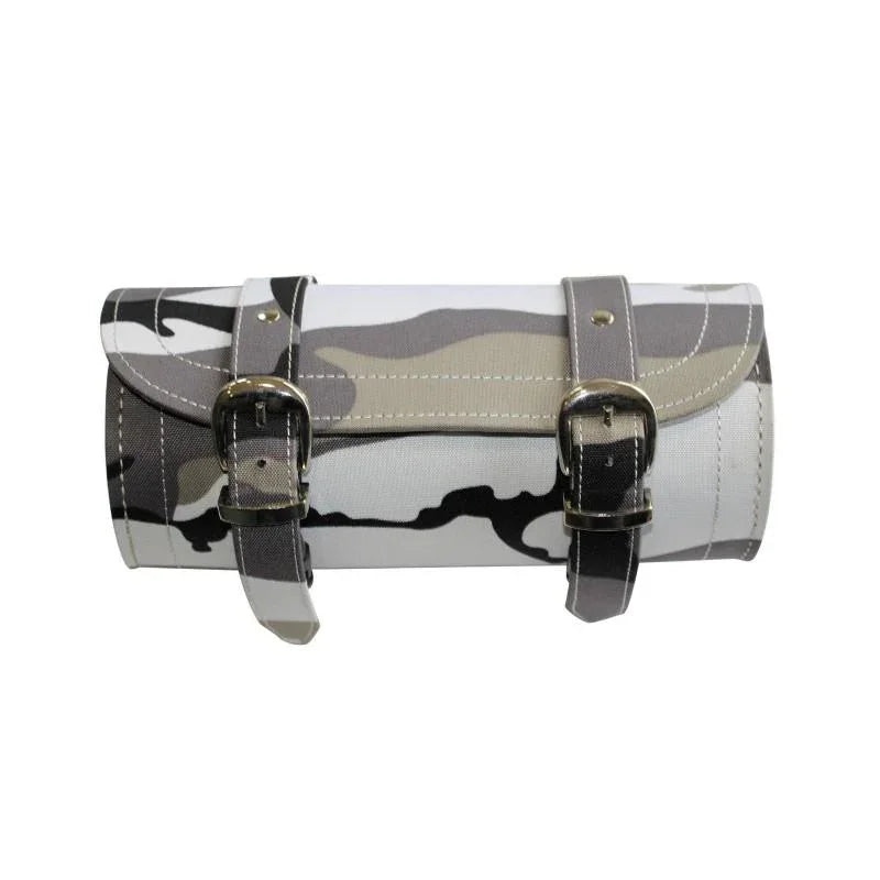 Grey Camouflage Print Biker Motorcycle Tool Roll Bag